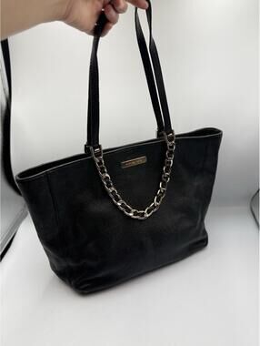 Michael Kors Black Tote Bag Gold Chain Shoulder Purse